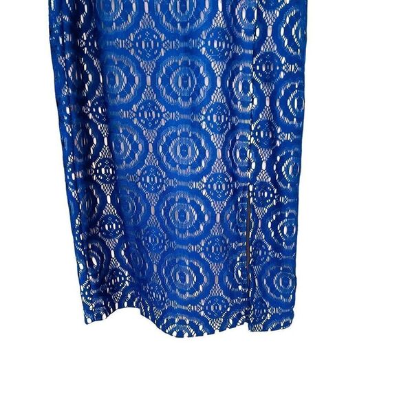 Blue Eyelet Sleeveless Bodycon Dress Size 2 US - Picture 4 of 10